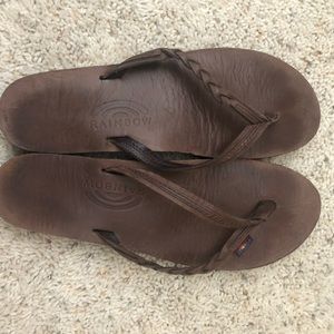 Rainbow brown braid strap flip flop